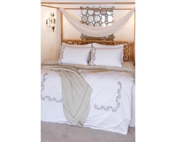 Altınbaşak Maria Ivory Keten Çift Kişilik Nevresim Seti