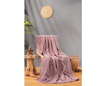 Cotton Box Emboss Çift Kişilik Battaniye Gülkurusu