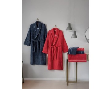 Cotton Box Masculine Aile Bornoz Seti Abel Kırmızı-Lacivert