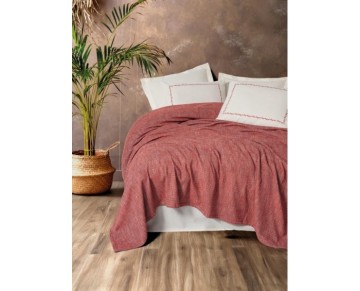 Cotton Box Embrova Şönil Çift Kişilik Yatak Örtüsü/Pike Takımı Loom Bordo