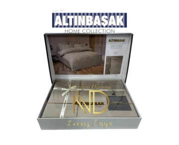 Altınbaşak Jakarlı Saten Çift Kişilik Nevresim Takımı Perle Sabre