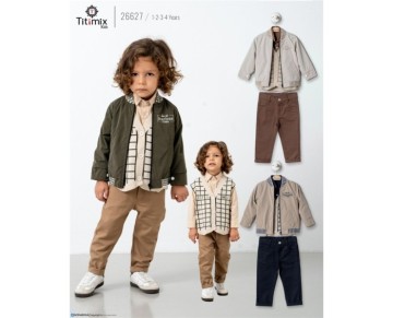 1/4 YAŞ 26627 1/4YAŞ TRİKO YELEKLİ DÖRTLÜ TAKIM