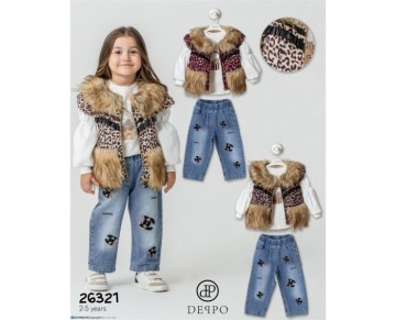 2/5 YAŞ-26321-26321 2/5YAŞ LEOPAR DESENLİ ÜÇLÜ TAKIM