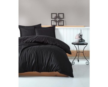 Cotton Box Çift Kişilik Saten Nevresim Takımı Elegante Stripe Siyah
