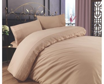 Anna Karina Brode Ranforce Çift Kişilik Nevresim Takımı Lotus Cappucino