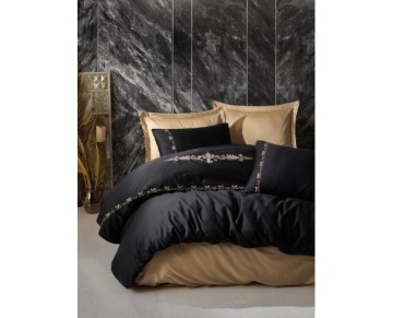 Cotton Box Brode Nakışlı Çift Kişilik Saten Nevresim Takımı Gloria Gold