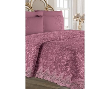 Anna Karina Çift Kişilik Çeyizlik Battaniye Takımı Safir Mürdüm