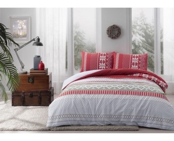 Taç Çift Kişilik Ranforce Nevresim Takımı Merry Kırmızı