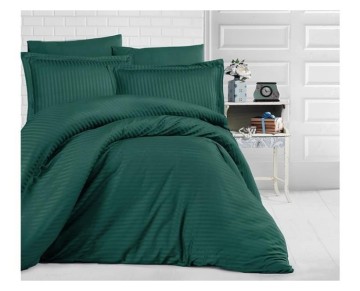 Clasy Çizgili Tek Kişilik Saten Nevresim Takımı Petrol