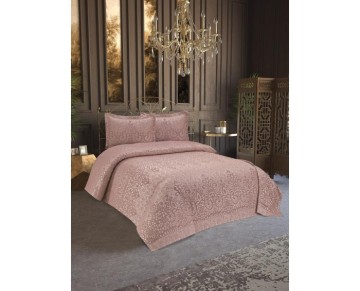 Anna Karina 3 Parça Çift Kişilik Yatak Örtüsü Royal Pudra