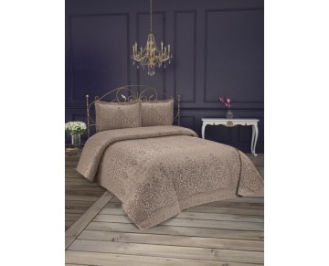 Anna Karina 3 Parça Çift Kişilik Yatak Örtüsü Royal Cappucino