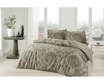 Taç Çift Kişilik Saten Nevresim Takımı Violet Haki