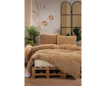 Cotton Box Neat Poplin Çift Kişilik Nevresim Takımı Bej Krem