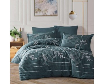 Clasy Pamuk Saten Çift Kişilik Nevresim Takımı Moya v2 Turkuaz