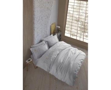 Hobby Çift Kişilik Poplin Premium Nakışlı Nevresim Diva Gri