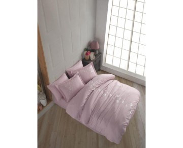 Hobby Çift Kişilik Poplin Premium Nakışlı Nevresim Ella Pudra