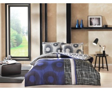 Taç Çift Kişilik Saten Nevresim Takımı Lionel Lacivert