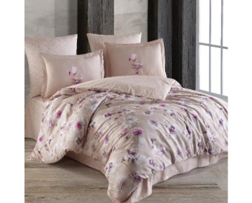 Hobby Premium Deluxe 300TC Çift Kişilik Saten Nevresim Takımı Mira Krem