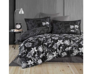 Clasy Pamuk Saten Çift Kişilik Nevresim Takımı Vilya v2 Antrasit