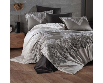 Clasy Pamuk Saten Çift Kişilik Nevresim Takımı Noldor v1 Antrasit