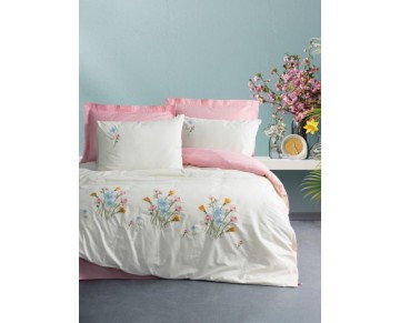 Cotton Box Brode Ranforce Çift Kişilik Nevresim Takımı Delbin Pembe