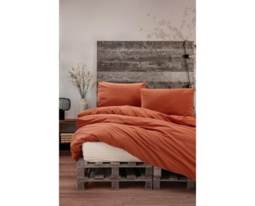 Cotton Box Neat Poplin Çift Kişilik Nevresim Takımı Kiremit Krem