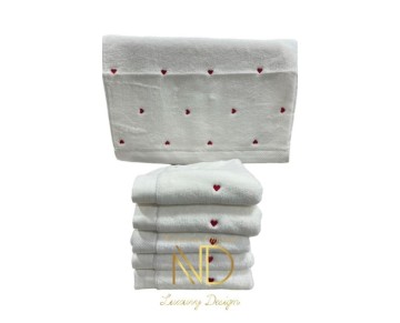 Hobby Lubow Love Beyaz Kırmızı Nakışlı 50x90 6'lı Havlu Seti