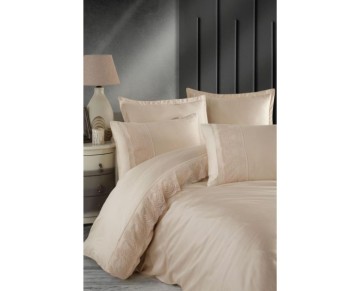 Clasy Butik Valinor Çift Kişilik Saten Nevresim Takımı V3 Bej