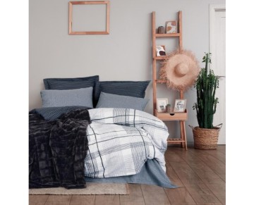 Cotton Box Trim Çift Kişilik Battaniyeli Nevresim Takımı Smooth Siyah