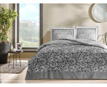 Taç Çift Kişilik Saten Nevresim Takımı Amelia Antrasit