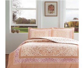 Taç Çift Kişilik Saten Nevresim Takımı Hamlet Kiremit