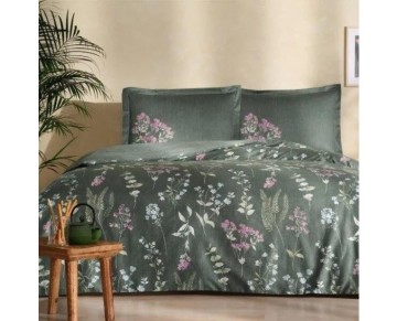 Taç Çift Kişilik Saten Nevresim Takımı Ruth Yeşil