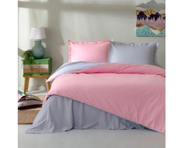 Özdilek Çift Kişilik Ranforce Nevresim Takımı Colormix Pembe Gri
