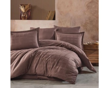Clasy Saten Çift Kişilik Nevresim Takımı Marsela v6 Koyu Kahve