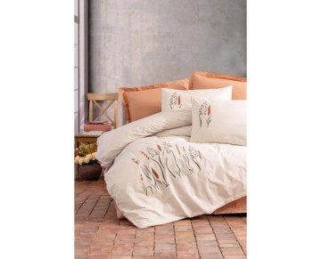 Cotton Box Brode Ranforce Çift Kişilik Nevresim Takımı Maia Karamel