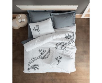 Cotton Box Brode Ranforce Çift Kişilik Nevresim Takımı İvy Gri