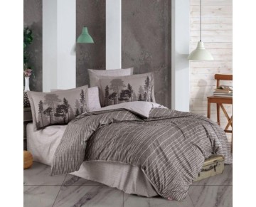 Hobby Çift Kişilik Poplin Nevresim Tully Kahve