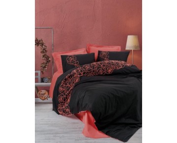 Cotton Box Brode Ranforce Çift Kişilik Nevresim Takımı Rosen Mercan