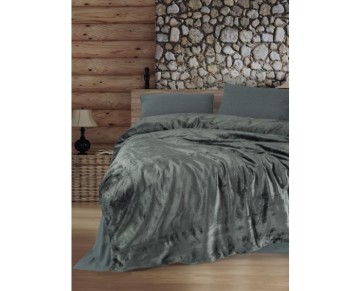 Cotton Box Çift Kişilik Nevresim Takımı Velvet Flossy Gri