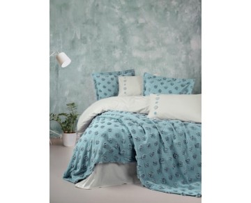 Cotton Box Ranforce Çift Kişilik Yatak Örtülü Nevresim Takımı Limi Aldo Mint