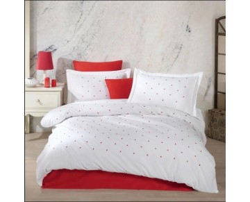 Hobby Çift Kişilik Poplin Premium Nakışlı Nevresim Lubow Beyaz 8698499179899