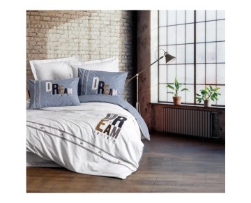 Cotton Box Mood Nakışlı Ranforce Çift Kişilik Nevresim Takımı Forever Gri 8680108071144
