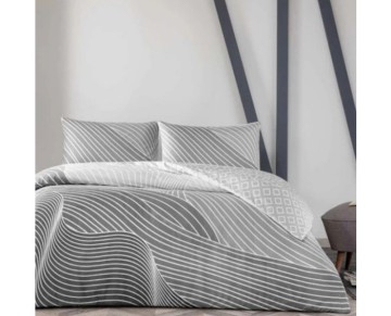 Taç Çift Kişilik Ranforce Nevresim Takımı Crumbly Gri