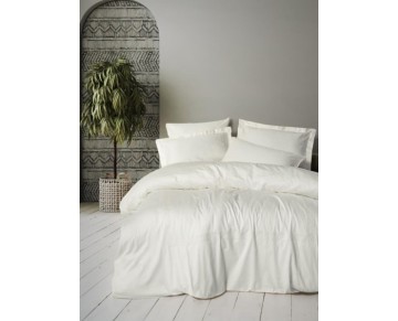 Cotton Box Brode Nakışlı Çift Kişilik Saten Nevresim Takımı Luxe Ekru