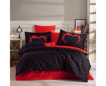 Hobby Çift Kişilik Saten Nevresim Amore Siyah