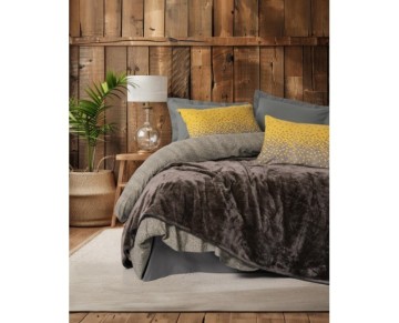 Cotton Box Oyster Çift Kişilik Battaniyeli Nevresim Takımı Kahve