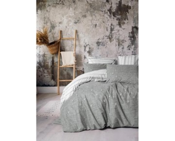 Cotton Box Klein Nakışlı Çift Kişilik Nevresim Takımı Patara Gri