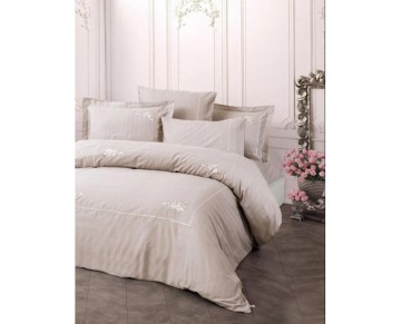 Cotton Box Brode Nakışlı Çift Kişilik Saten Nevresim Takımı Alameda Lila