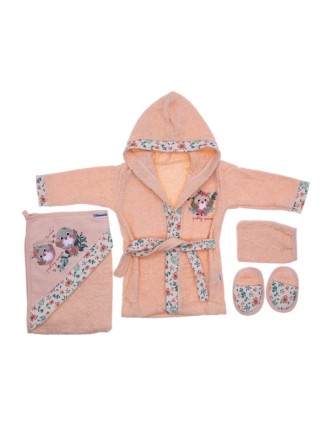 12 AY 18137 Kız Pretty Birds Bornoz Set