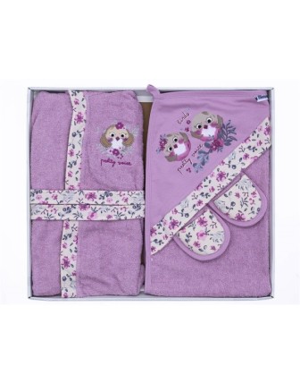 12 AY 18137 Kız Pretty Birds Bornoz Set